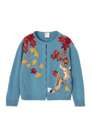 Fox Embroidery Knit カーディガン