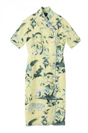 Paradise Print Linen チャイナワンピース