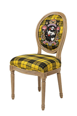 Panda embroidery British check Chair