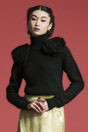 Rose motif Mohair Knit Turtleneck プルオーバー