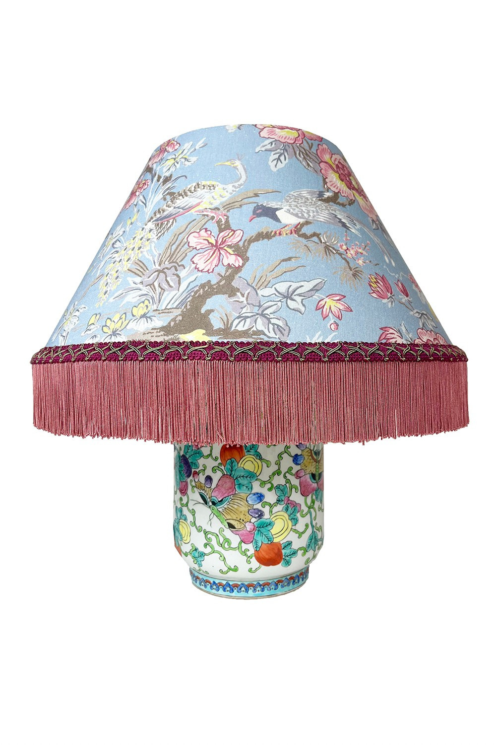Vintage table lamp (Oriental Flower) 詳細画像 サックス