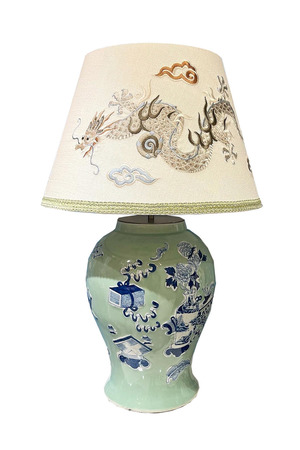 Vintage table lamp (Dragon Embroidery)
