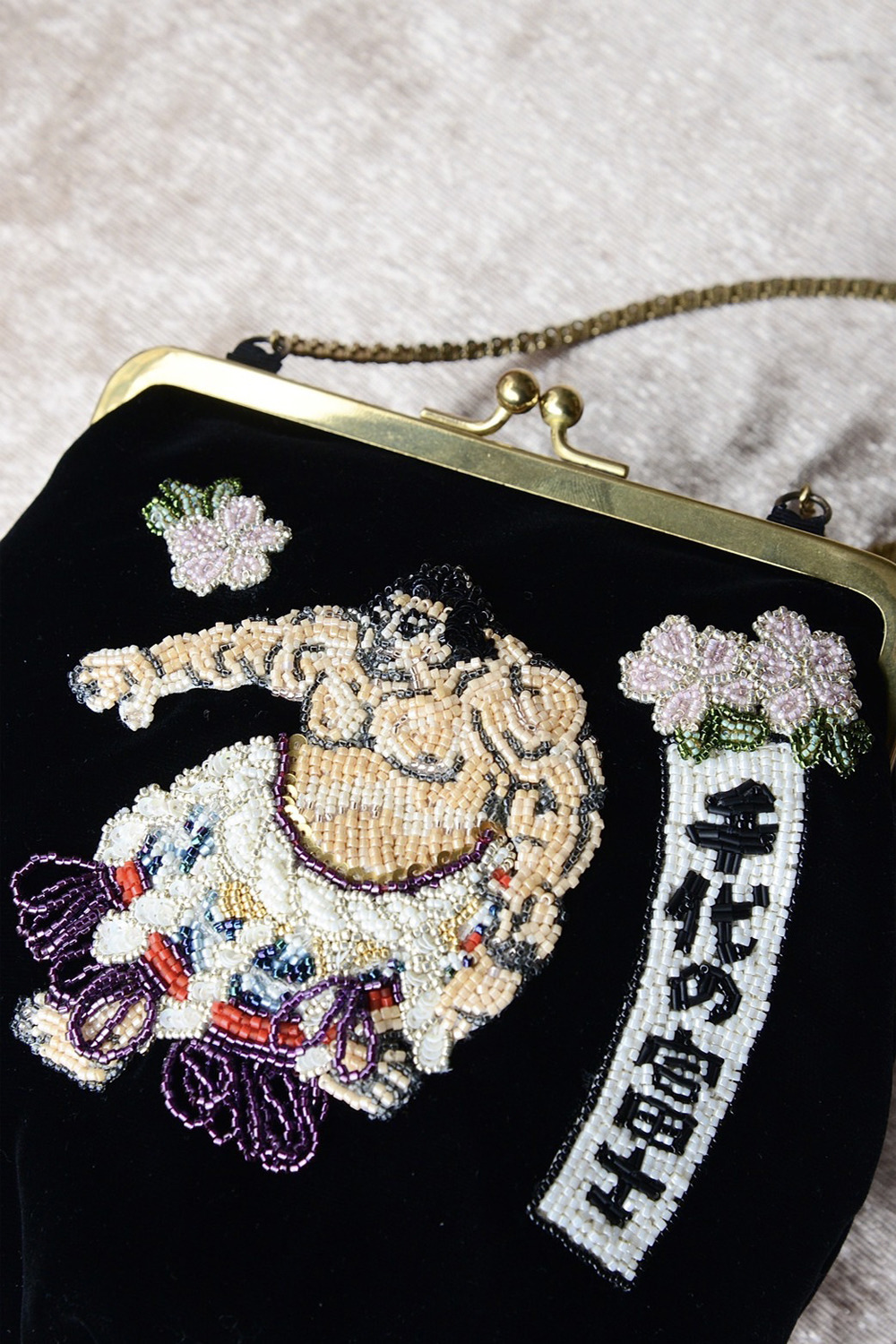 KEITAMARUYAMA × 千代の富士 Velvet embroidery bag 詳細画像 ブラック 2