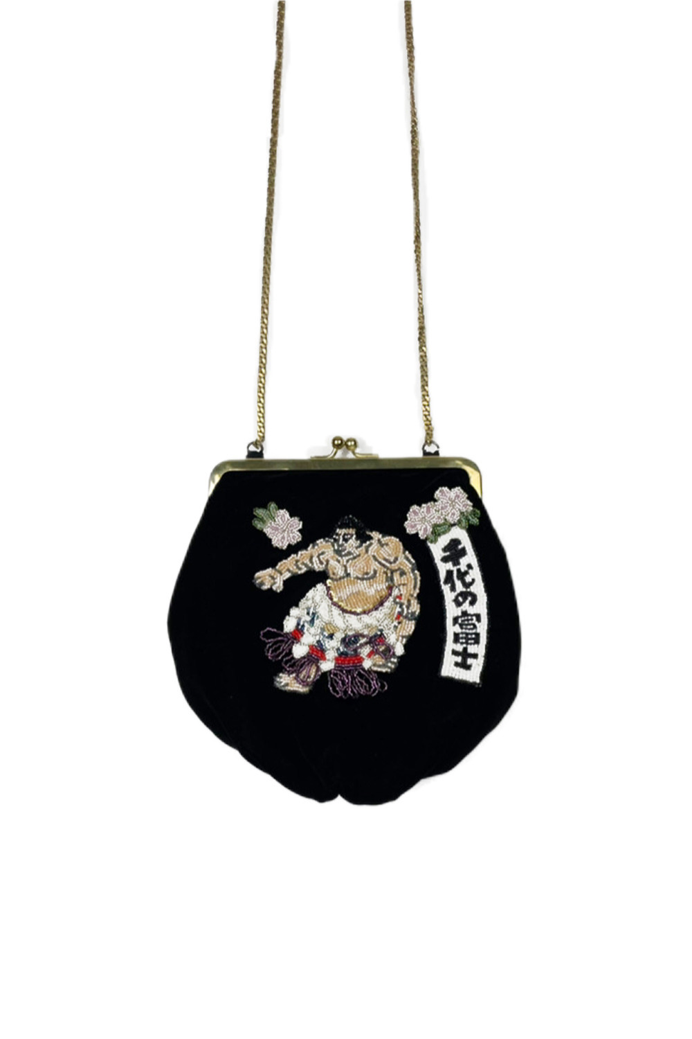 KEITAMARUYAMA × 千代の富士 Velvet embroidery bag 詳細画像 ブラック