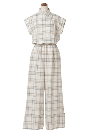 Linen Check ジャンプスーツ
