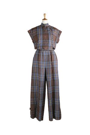 Linen Check ジャンプスーツ
