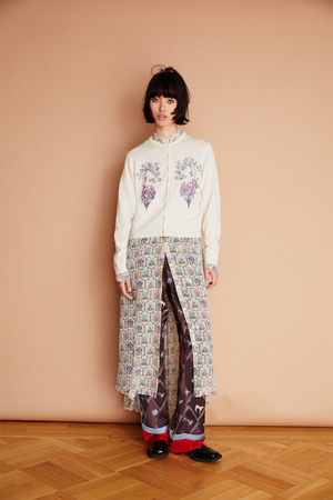 Flower Tile Silk Print ワンピース
