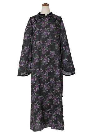 Violet Flower Print ワンピース