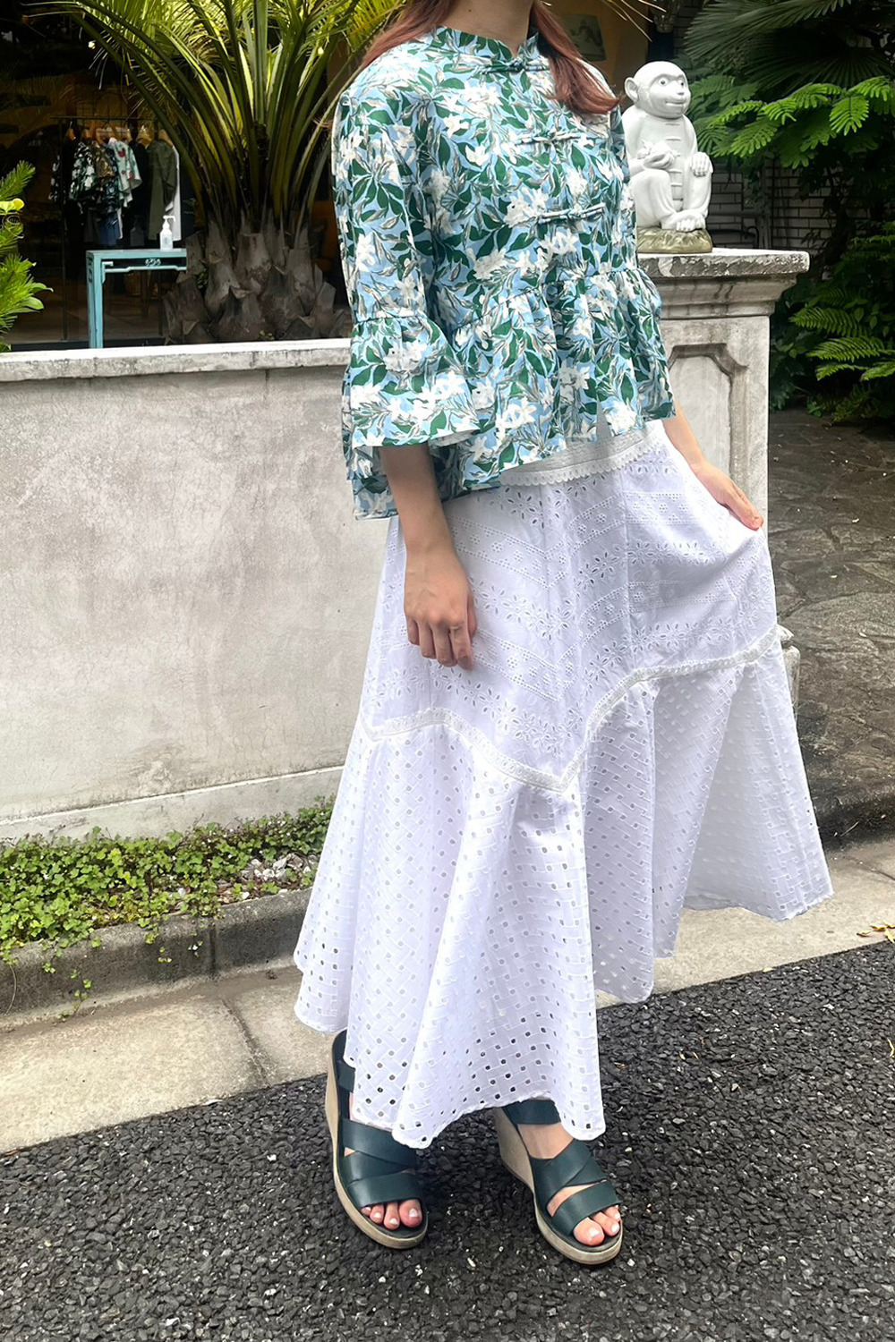 Cotton Lace Patchwork スカート 詳細画像 ホワイト 6