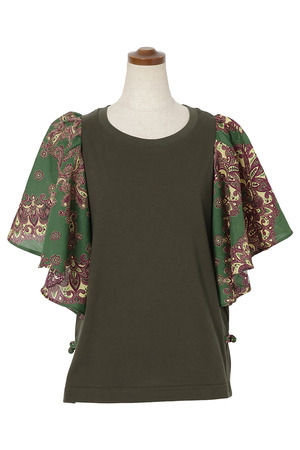 Paisley Frill Sleeve Tシャツ
