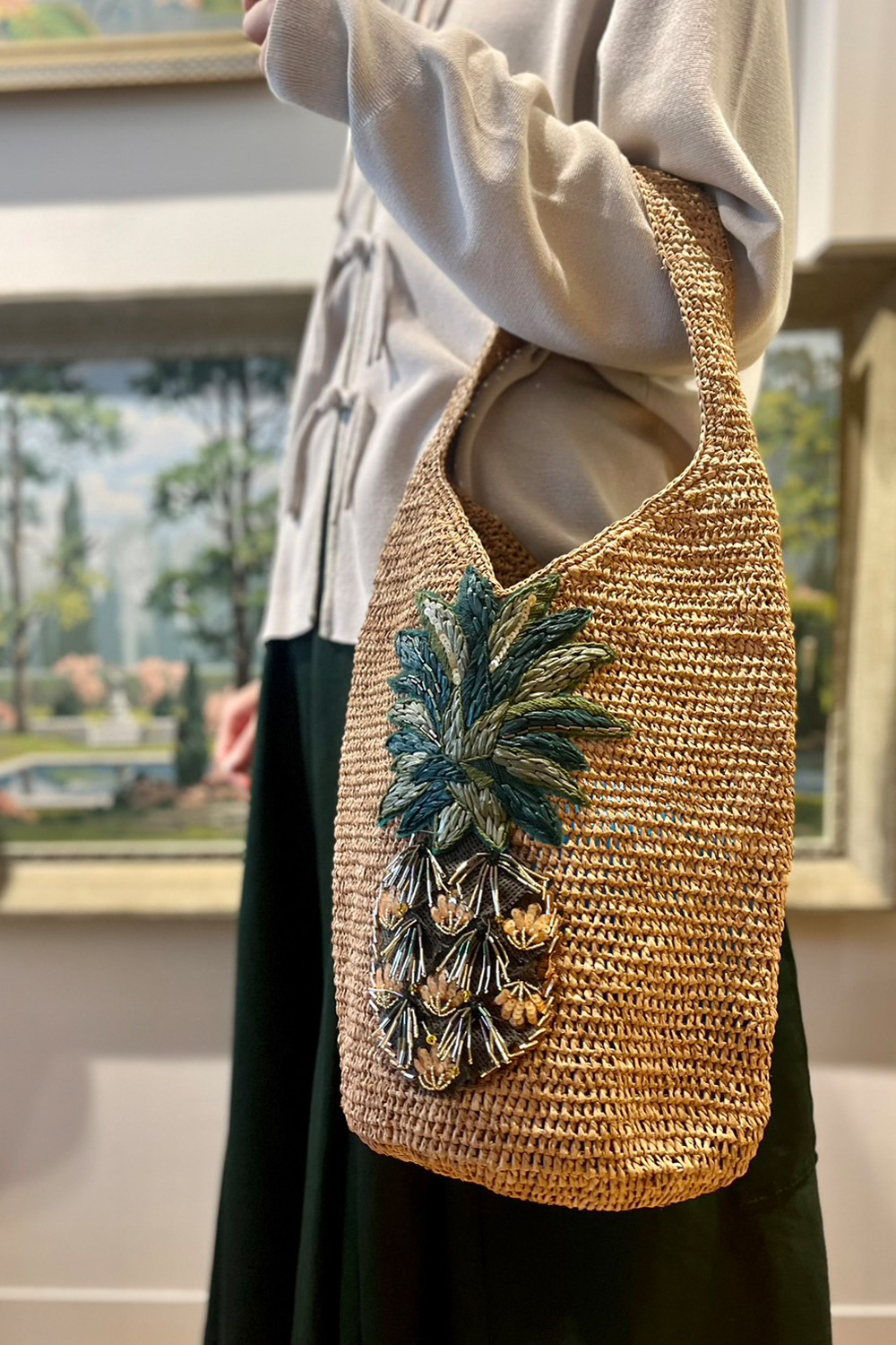 Pineapple Couture embroidery バッグ 詳細画像 ベージュ 8