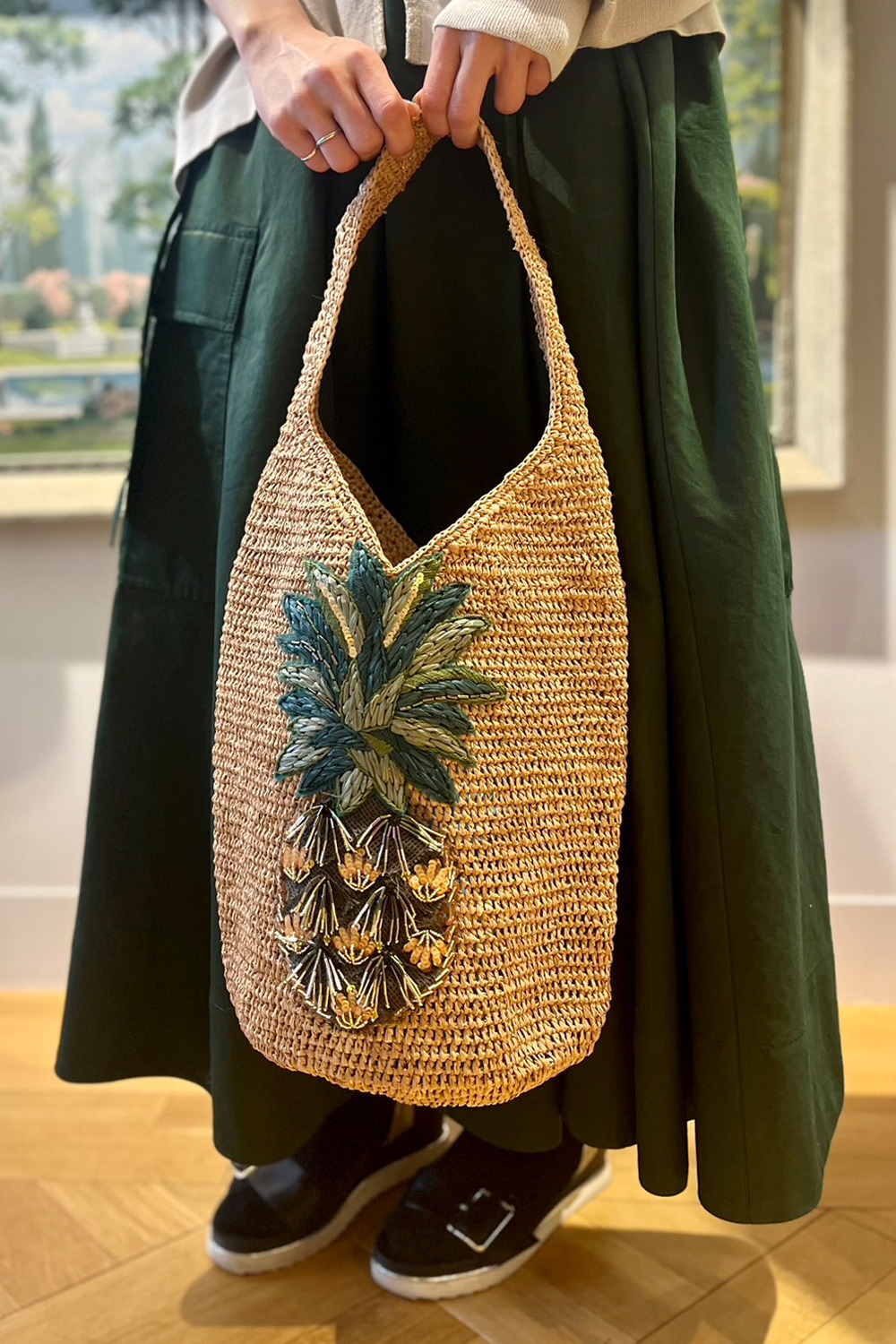 Pineapple Couture embroidery バッグ 詳細画像 ベージュ 9