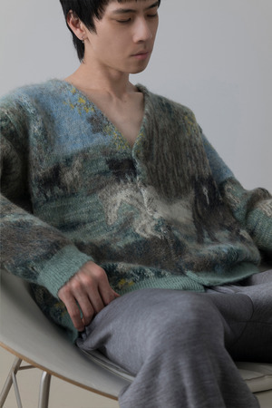 【YOKE】HORSE JAQUCARD MOHIR CARDIGAN