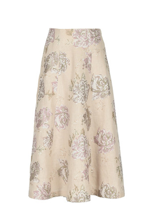 Rose embroidery linen フレアスカート