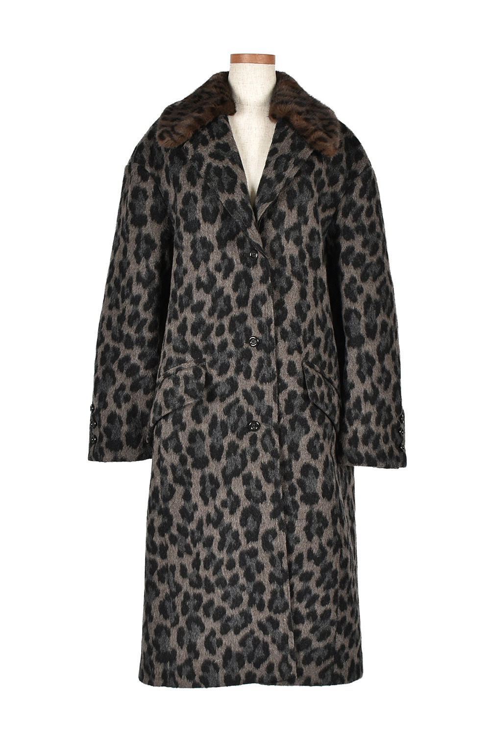 Leopard WOOL コート 詳細画像 ブラウン