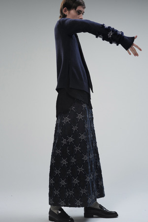 Jacquard Fringe Denim スカート