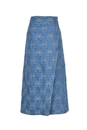Jacquard Fringe Denim スカート