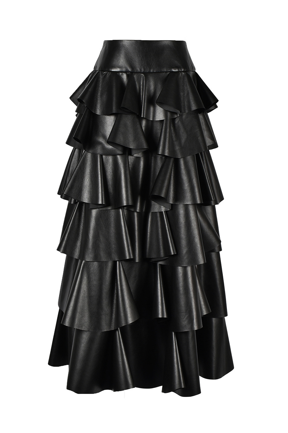 Synthetic Leather Frill スカート 詳細画像 ブラック