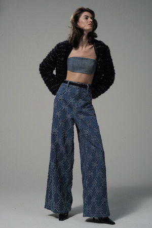 Jacquard Fringe Denim パンツ