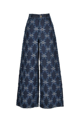 Jacquard Fringe Denim パンツ