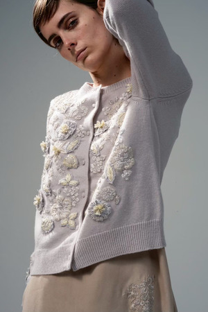 Flower Collage embroidery カーディガン