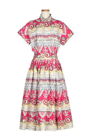 Floral Ethnic Border Cotton ワンピース