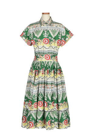 Floral Ethnic Border Cotton ワンピース
