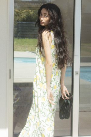 【styling/】Collaboration Chiffon Jacquard ワンピース（LEMON）