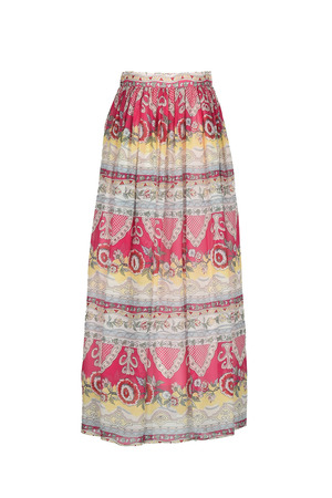Floral Ethnic Border Silk スカート