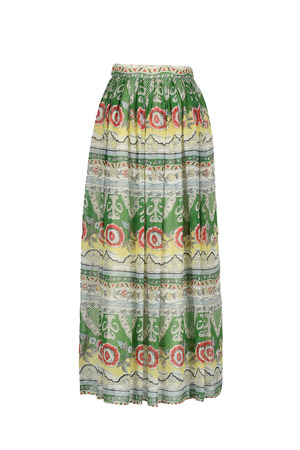 Floral Ethnic Border Silk スカート