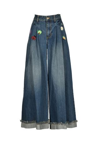 Embroidery Denim ワイドパンツ