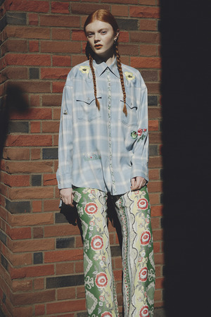 Floral Ethnic Border Silk パンツ