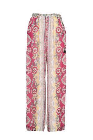 Floral Ethnic Border Silk パンツ