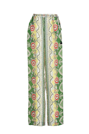 Floral Ethnic Border Silk パンツ