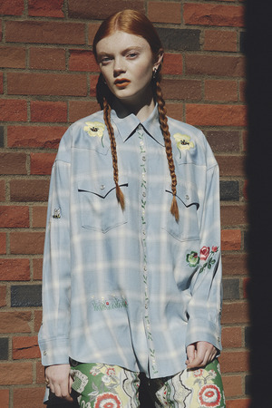 Embroidery Ombre Check シャツ