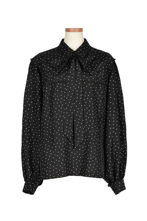 Dot crepe silk dechine ブラウス