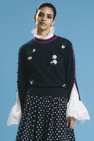 Flower Motif Intarsia Knit プルオーバー