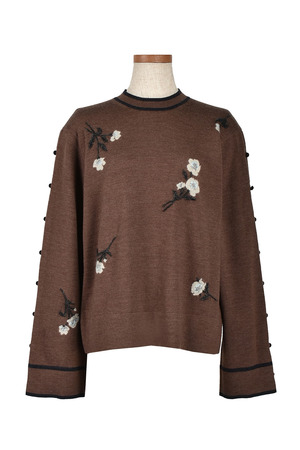 Flower Motif Intarsia Knit プルオーバー