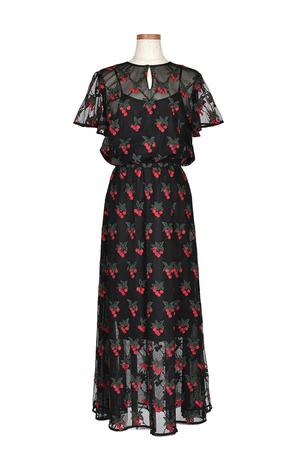 Cherry Embroidery Tulle ワンピース