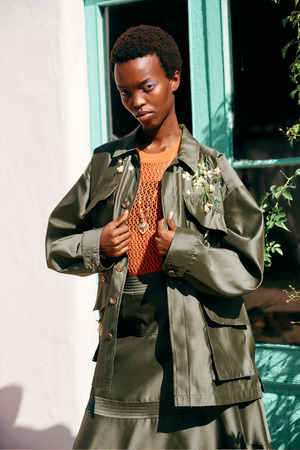 Bead Embroidery Silk Twill カバーオール