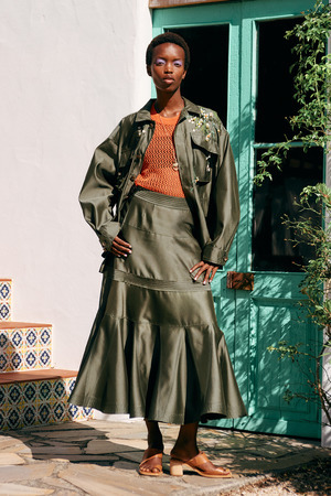 Bead Embroidery Silk Twill スカート