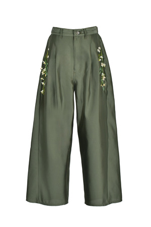 Bead Embroidery Silk Twill パンツ