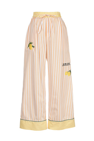 Lemon Embroidery Stripe Easy パンツ