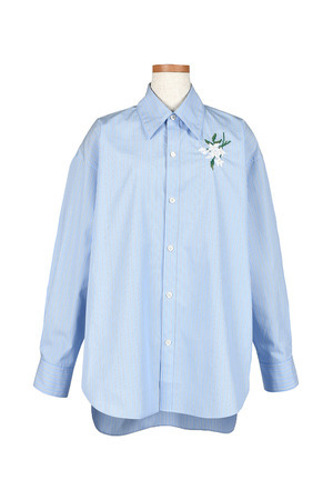 Jasmine One Point Embroidery Stripe シャツ