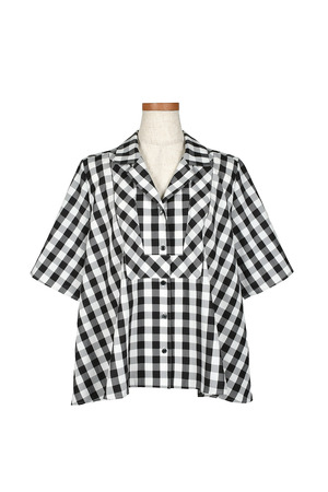 Gingham Check Open Collar シャツ