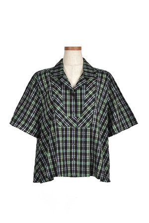 Gingham Check Open Collar シャツ