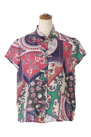 Vintage Rose Scarf Print China ブラウス